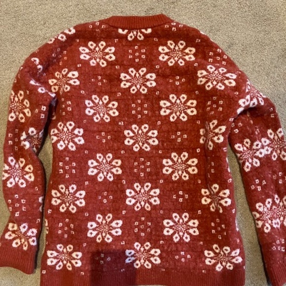 Madewell winter sweater red with white snowflakes xxs - Picture 6 of 6